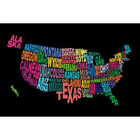 United States Map Word Cloud Wallpaper Wall Mural