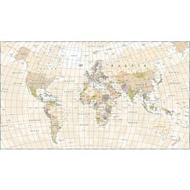 Modern Vintage-Style World Vector Map Wallpaper Wall Mural