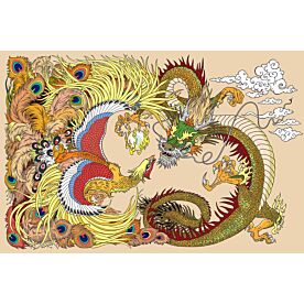 Chinese Dragon and Phoenix Wallpaper Wall Mural