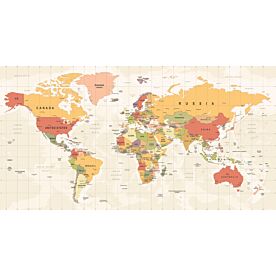 Political Africa-Centered World Map Wallpaper Wall Mural