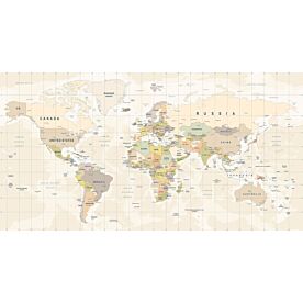 Muted Color Africa-Centered World Map Wallpaper Wall Mural