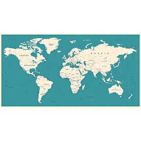 Uncolored Africa-Centered World Map on Blue Wallpaper Wall Mural