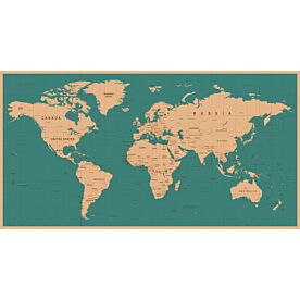 Beige Africa-Centered World Map on Aquamarine Wallpaper Wall Mural