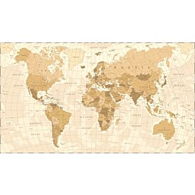 Africa-Centered World Map in Earth Tones Wallpaper Wall Mural