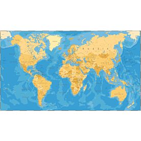 Ocean Depths Africa-Centered World Map Wallpaper Wall Mural