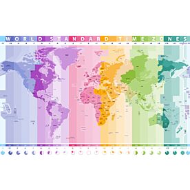 Colorful World Standard Time Zone World Map Wallpaper Wall Mural