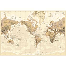 Vintage Style Americas-Centered World Map Wallpaper Wall Mural