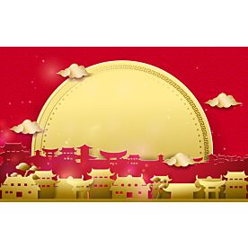 Chinese Paper Cut Out Golden Moon Wallpaper Wall Mural