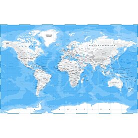 Bathymetric Africa-Centered World Map Wallpaper Wall Mural