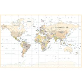 Africa-Centered Political World Map on White Wallpaper Wall Mural