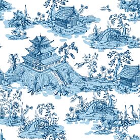 Vintage Asian Aesthetic Pagoda Pattern 5016 Wallpaper Wall Mural