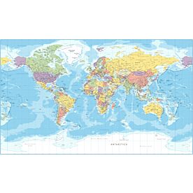 Detailed Africa-Centered World Map Wallpaper Wall Mural