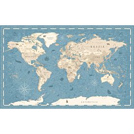 Illustrated Vintage-Style World Map II Wallpaper Wall Mural