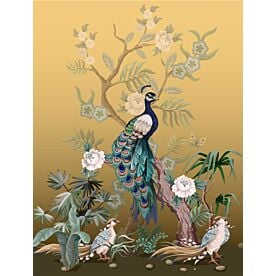 Peacock on Golden Floral 4051 Wallpaper Wall Mural