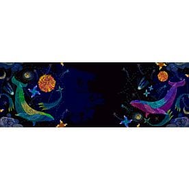 Asian Colorful Whales and Stars Wallpaper Wall Mural