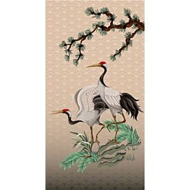 Cranes on Geometric Background 8014 Wallpaper Wall Mural