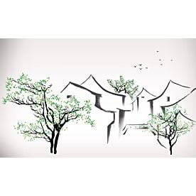 Chinese Ink Wash Village 9724 Wallpaper Wall Mural