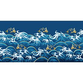 Waves and Carp on Blue 8353 Wallpaper Wall Mural