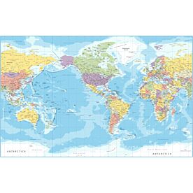 Americas-Centered Political World Map Wallpaper Wall Mural