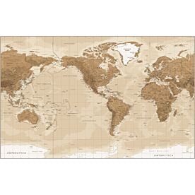 Vintage Style Americas-Centered Physical World Map II Wallpaper Wall Mural