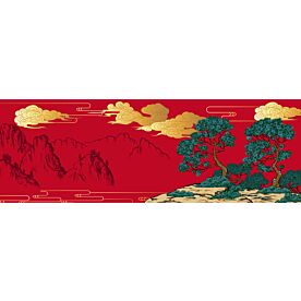 Classic Chinese Landscape in Red 1315 Wallpaper Wall Mural