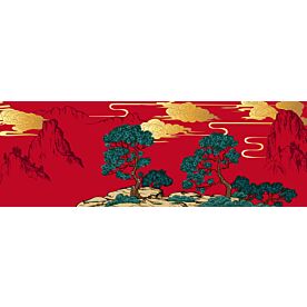 Chinese Landscape in Red 2023 Wallpaper Wall Mural