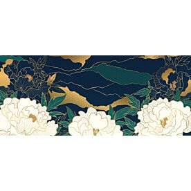 Golden Peonies w Landscape 0431 Wallpaper Wall Mural