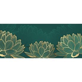 Golden Lotus on Green Wallpaper 8143 Wallpaper Wall Mural