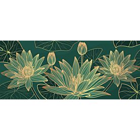 Golden Lotus on Green 6069 Wallpaper Wall Mural