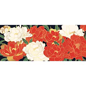 Red and White Lotus in Gold 1783 Wallpaper Wall Mural