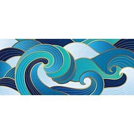 Gold and Blue Waves 2197 Wallpaper Wall Mural