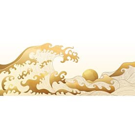 Japanese Waves in Gold 4962 Wallpaper Wall Mural