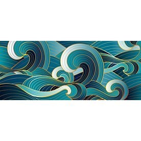 Gold and Blue Wave Lines 4179 Wallpaper Wall Mural