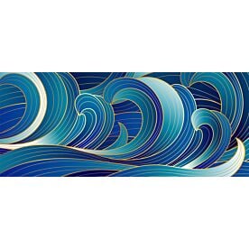 Gold and Blue Wave Lines 4214 Wallpaper Wall Mural