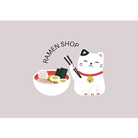 Maneki Neko Ramen Shop Sign Wallpaper Wall Mural