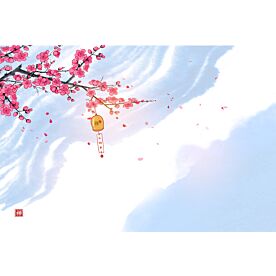 Japanese Furin Bell w Cherry Blossoms 4577 Wallpaper Wall Mural