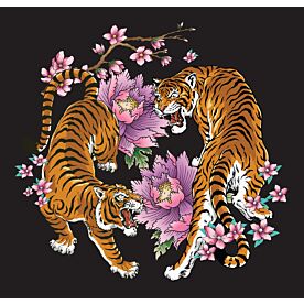 Asian Tigers with Lotus Flowers 9774 Wallpaper Wall Mural