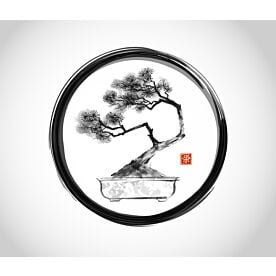 Japanese Zen Bonsai Circle 1818 Wallpaper Wall Mural