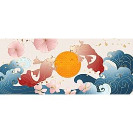 Abstract Koi and Flowers 8128 Wallpaper Wall Mural