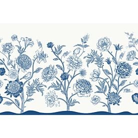 Birds and Flowers in Blue 7054 Wallpaper Wall Mural