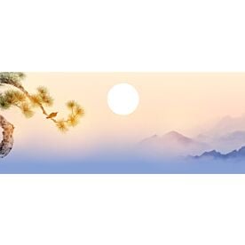 Sunrise Landscape with Pine Ink Wash 6662 Wallpaper Wall Mural