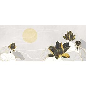 Golden Lotus and Sun 0041 Wallpaper Wall Mural