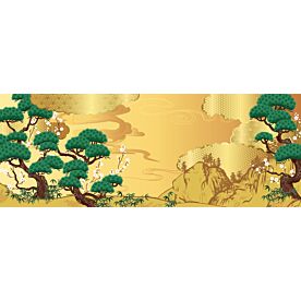 Abstract Golden Landscape with Pines 6424 Wallpaper Wall Mural