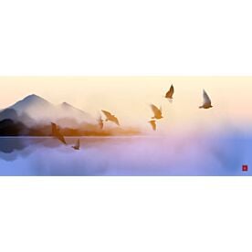 Birds at Sunrise Ink Wash Painting 3885 Wallpaper Wall Mural