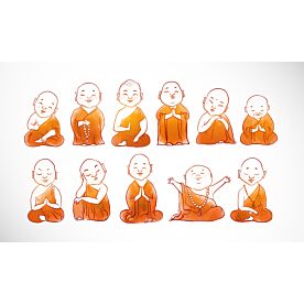 Meditating Buddhist Monk Doodle 5322 Wallpaper Wall Mural