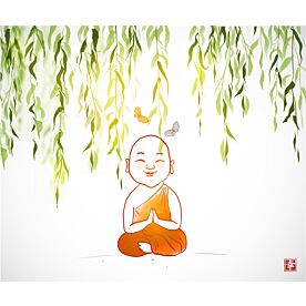 Meditating Buddhist Monk Doodle 7573 Wallpaper Wall Mural