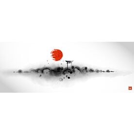 Japanese Torii Gate with Red Sun Ink Wash 7627 Wallpaper Wall Mural