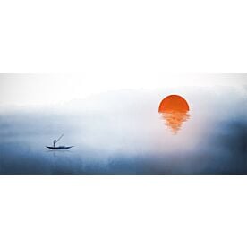 Ocean Sunset Ink Wash Painting 6714 Wallpaper Wall Mural