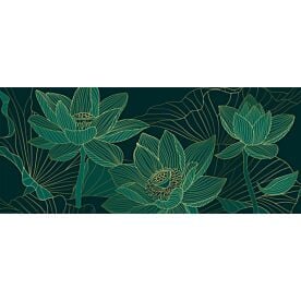 Green Lotus in Gold 1412 Wallpaper Wall Mural