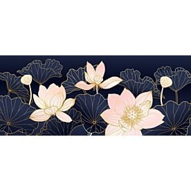 Pink Gold Lotus on Blue 1445 Wallpaper Wall Mural